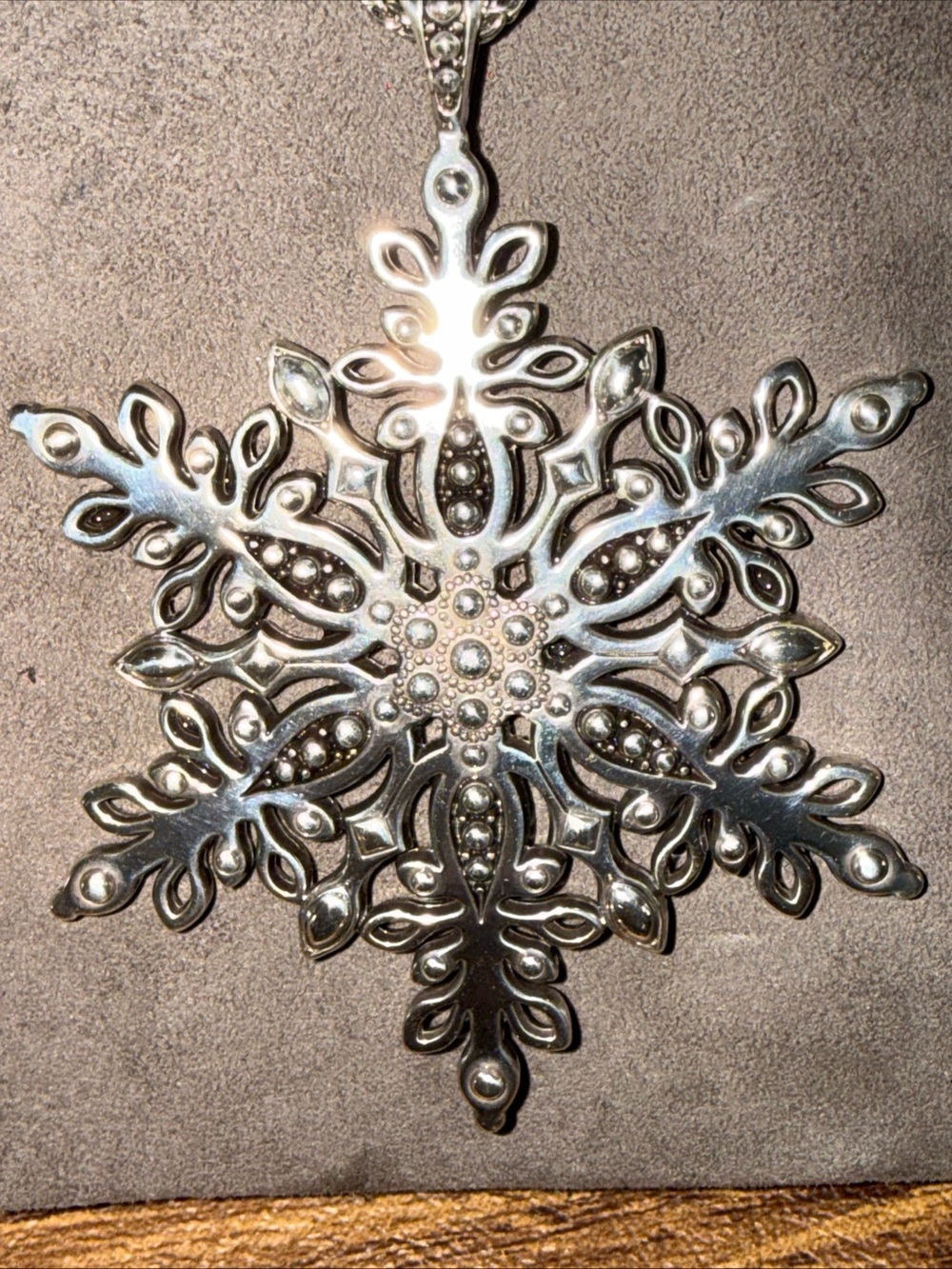 Brighton Silver tone Snowflake Holiday necklace Ornament - Elegant Metal Design